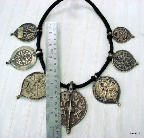 ancient antique tribal old silver amulet pendant … - image 2