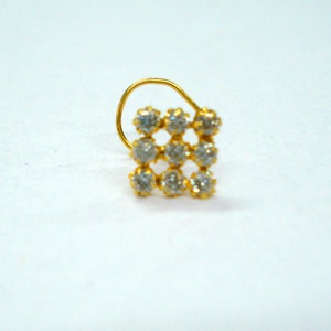 18K Solid Gold Nose Ring/stud Nostril Prong Set With 2mm