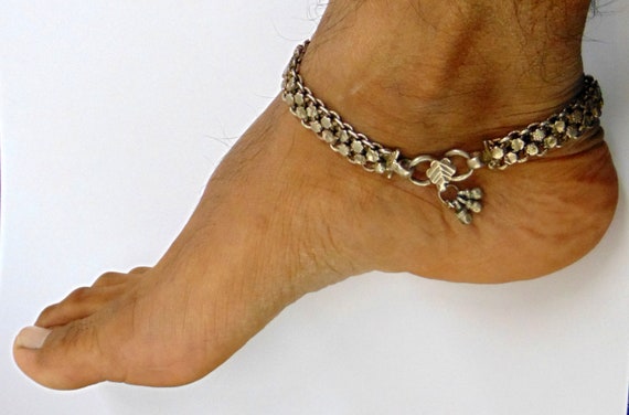 vintage antique ethnic tribal old silver anklet f… - image 5