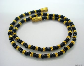 20 kt gold beads necklace gold and black beads necklace chain mala