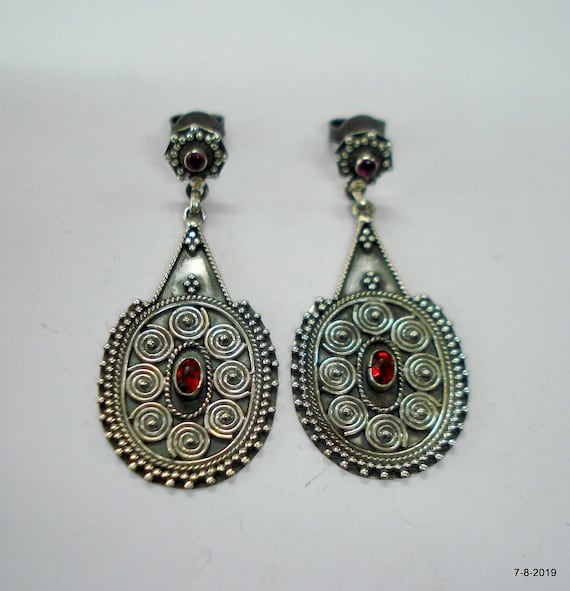 Grey - Sifar Stone Encrusted Sterling Silver Earrings
