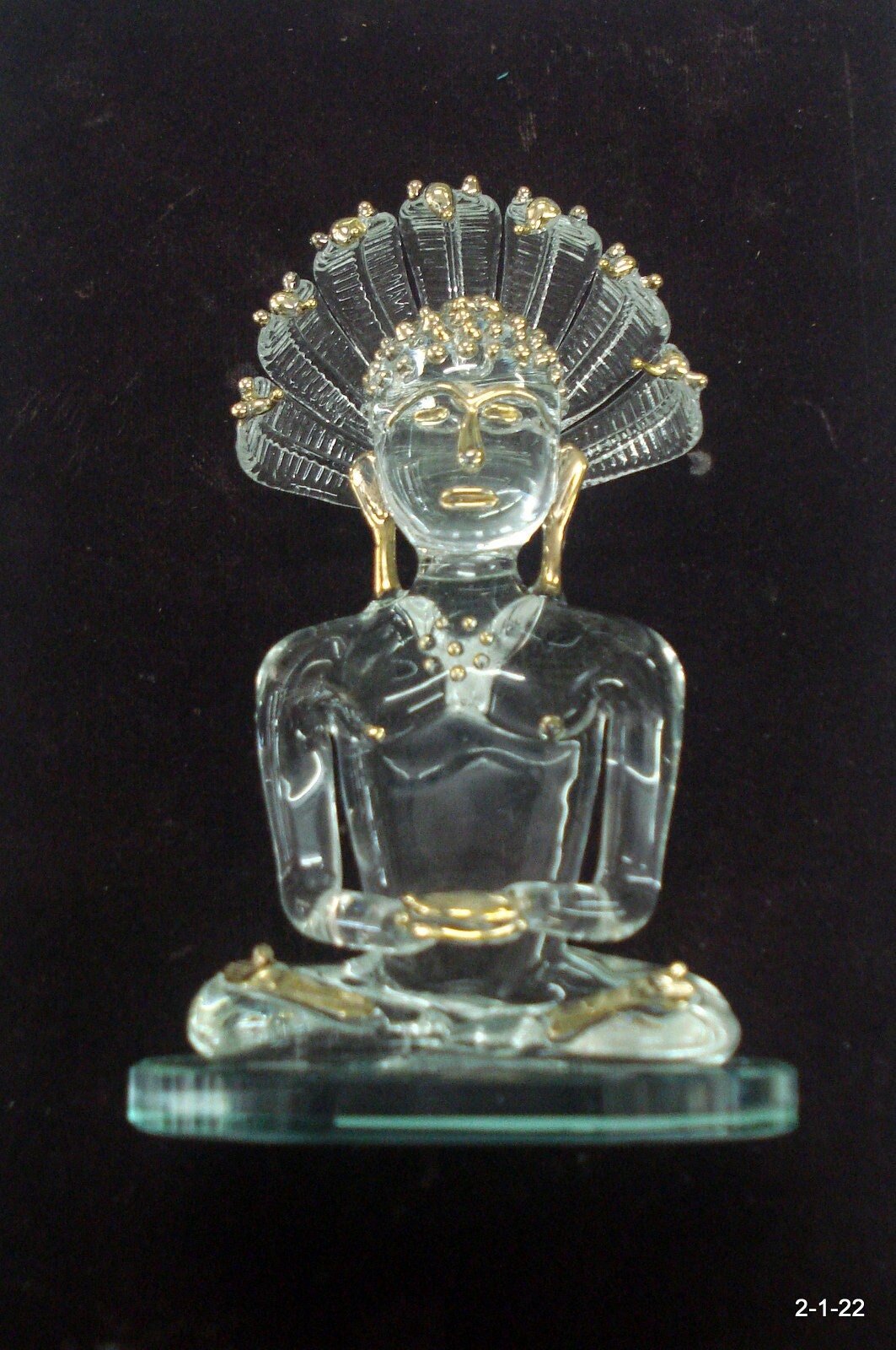 Handicraft Crystal Clear Glass Statue Jain Tirthankar Parshwanath Murti Idol Gift