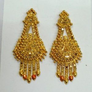 Traditional design 20kt gold earrings handmade jewelry rajasthan india