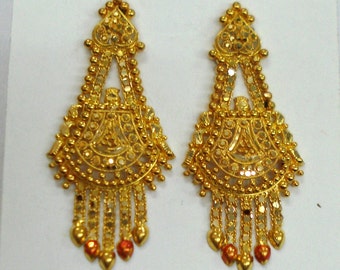 Traditional design 20kt gold earrings handmade jewelry rajasthan india