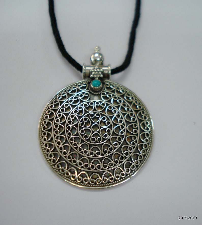 Traditional Design Sterling Silver Pendant Necklace Handmade Jewelry