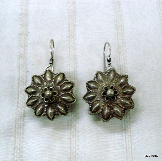 vintage antique tribal old silver ear plug earring