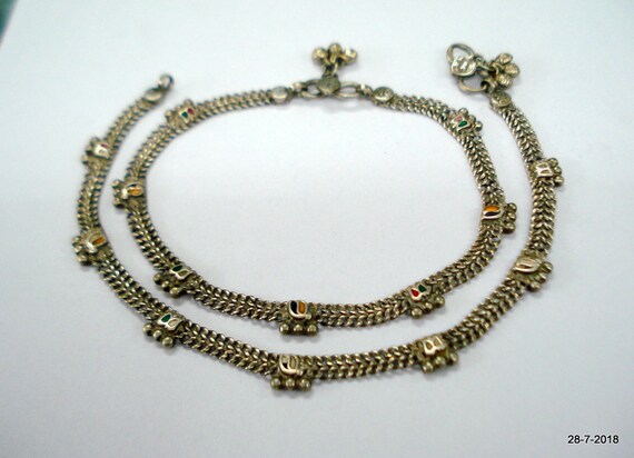 vintage anklet antique old silver anklet feet brac