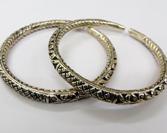 Traditional Design Silver Anklet Feet Bracelet Bangle Kada Pair Handmade Jewelry