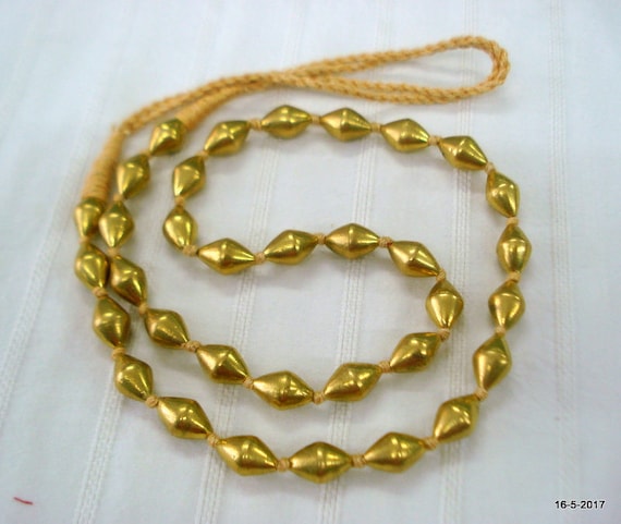 Vintage Antique Tribal Old 22kt Gold Beads Necklace Mala Gold Chain 
