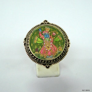 Sterling 925er Silber Ring Malerei Ring Hindugott Shrinathji Ring Handarbeit
