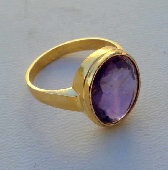 ヴィンテージ 18kt ゴールド リング アメジスト 宝石 リング 手作り 