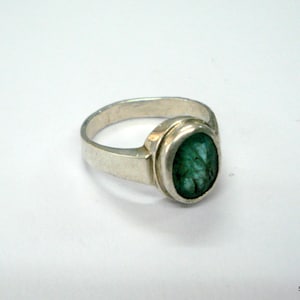 vintage antique ethnic tribal old silver Ring emerald gemstone Ring Handmade