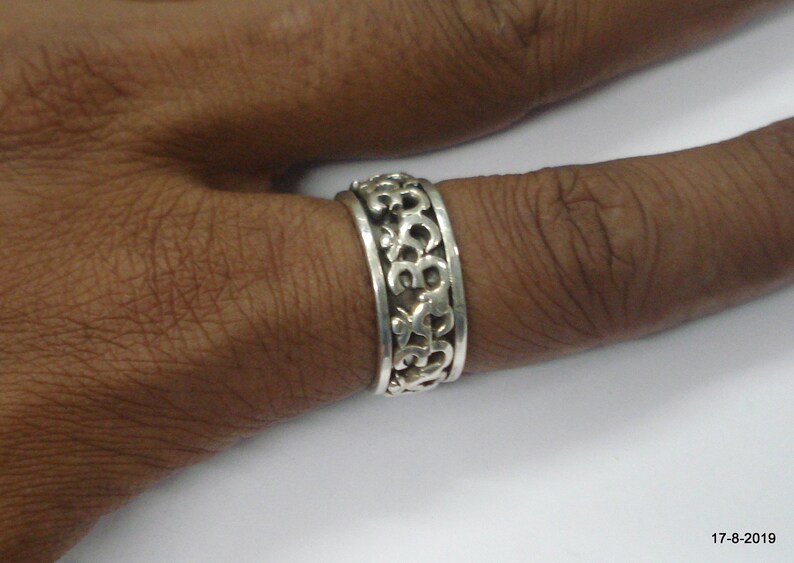 Ethnic Sterling Silver Ring Om Ring Moving Ring Handmade Unisex ring