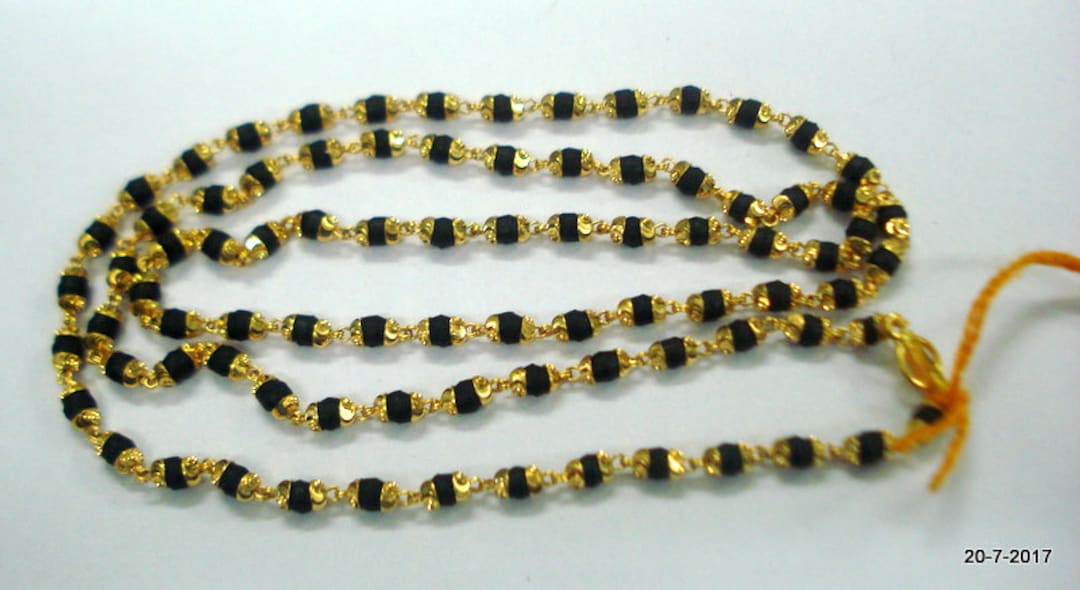 Ethnic Design 22kt Gold Chain Necklace Handmade Tulsi Mala Beads Etsy Canada