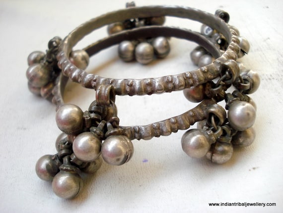 vintage antique old silver bangle bracelet set tr… - image 5
