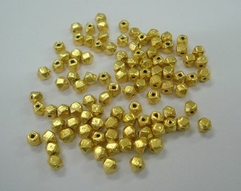 Collar de cuentas de oro de 20kt, elementos de pulsera, 100 piezas, cuentas de oro hechas a mano