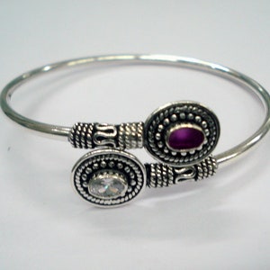 Sterling Silver Bracelet Bangle Gemstone Bangle Traditional Jewelry
