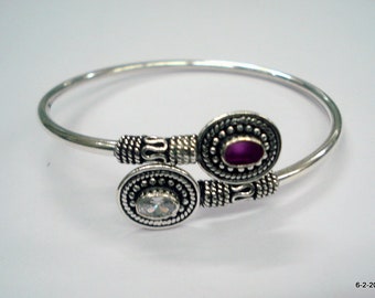 Sterling Silver Bracelet Bangle Gemstone Bangle Traditional Jewelry