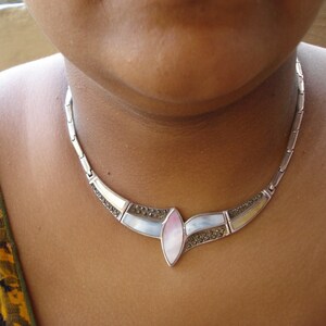 ethnic sterling silver necklace choker pendant from rajasthan india