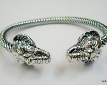 92.5% sterling silver bracelet elephant heads bracelet bangle kada cuff