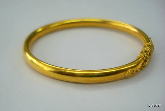 Ethnic Design 22kt Gold Bangle Bracelet Cuff Handmade Gold