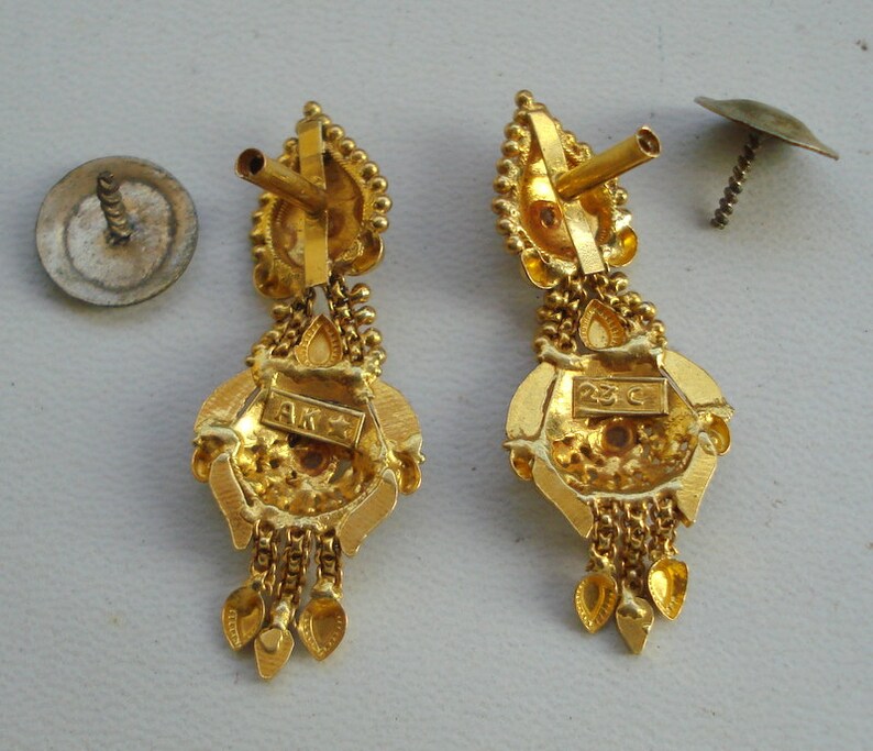 Traditional Design 20k Gold Earrings Ear Plug Handmade Jewelry Etsy