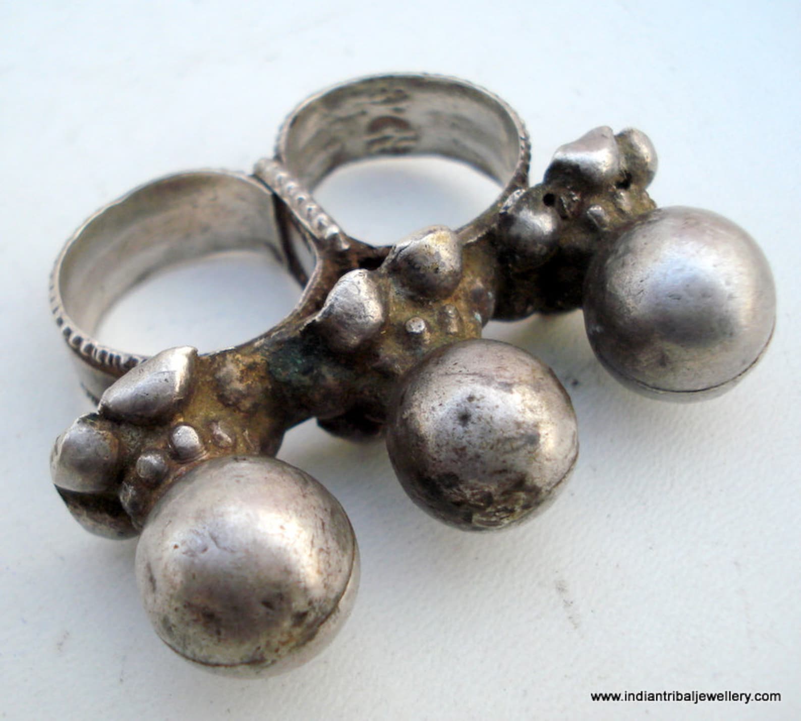 Rare Antique Tribal Old Silver Double Ring Rabari India - Etsy