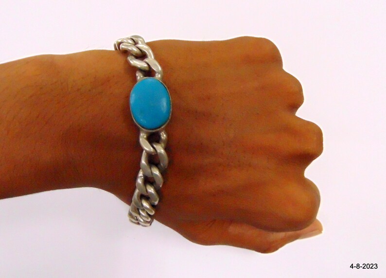 Super Star Salman Khan's stylish Turquoise gemstone bracelet handmade jewellery image 8