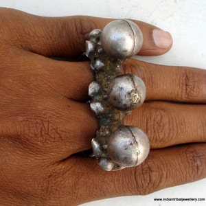 Rare Antique Tribal Old Silver Double Ring Rabari India - Etsy