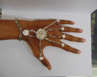 vintage antike tribal alt silber dorsal hand ornament armband ringe bauchtanz