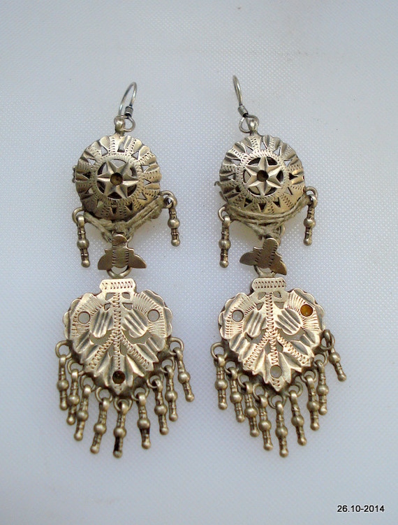 Peacock Ethnic Earrings With Beads In Silver | Jewelry | Silver | Gift