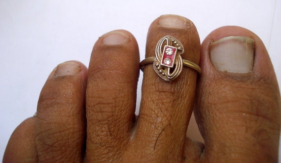 vintage antique ethnic tribal old silver toe ring… - image 5