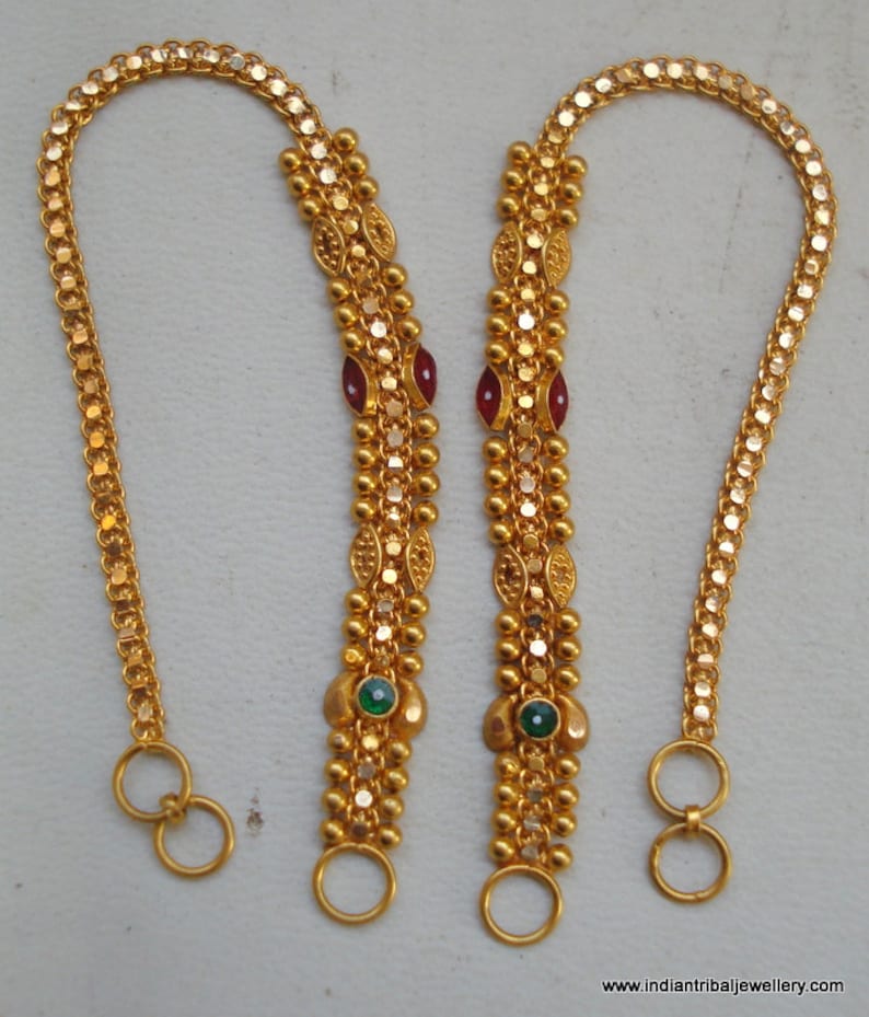 Ethnic 20k Gold Ear Chain Handmade Jewelry From Rajasthan Etsy