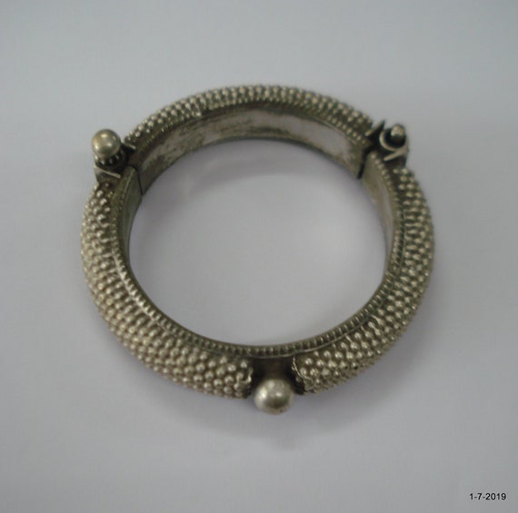 Vintage antique tribal old silver bangle bracelet… - image 3