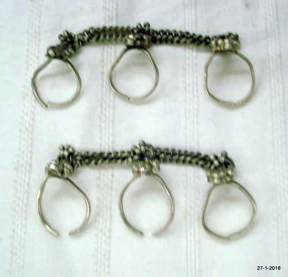 vintage antique tribal old silver toe rings tradi… - image 2