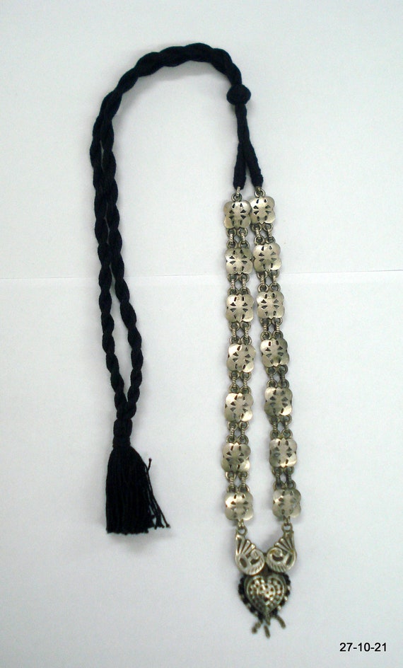 vintage antique tribal old silver necklace pendan… - image 2