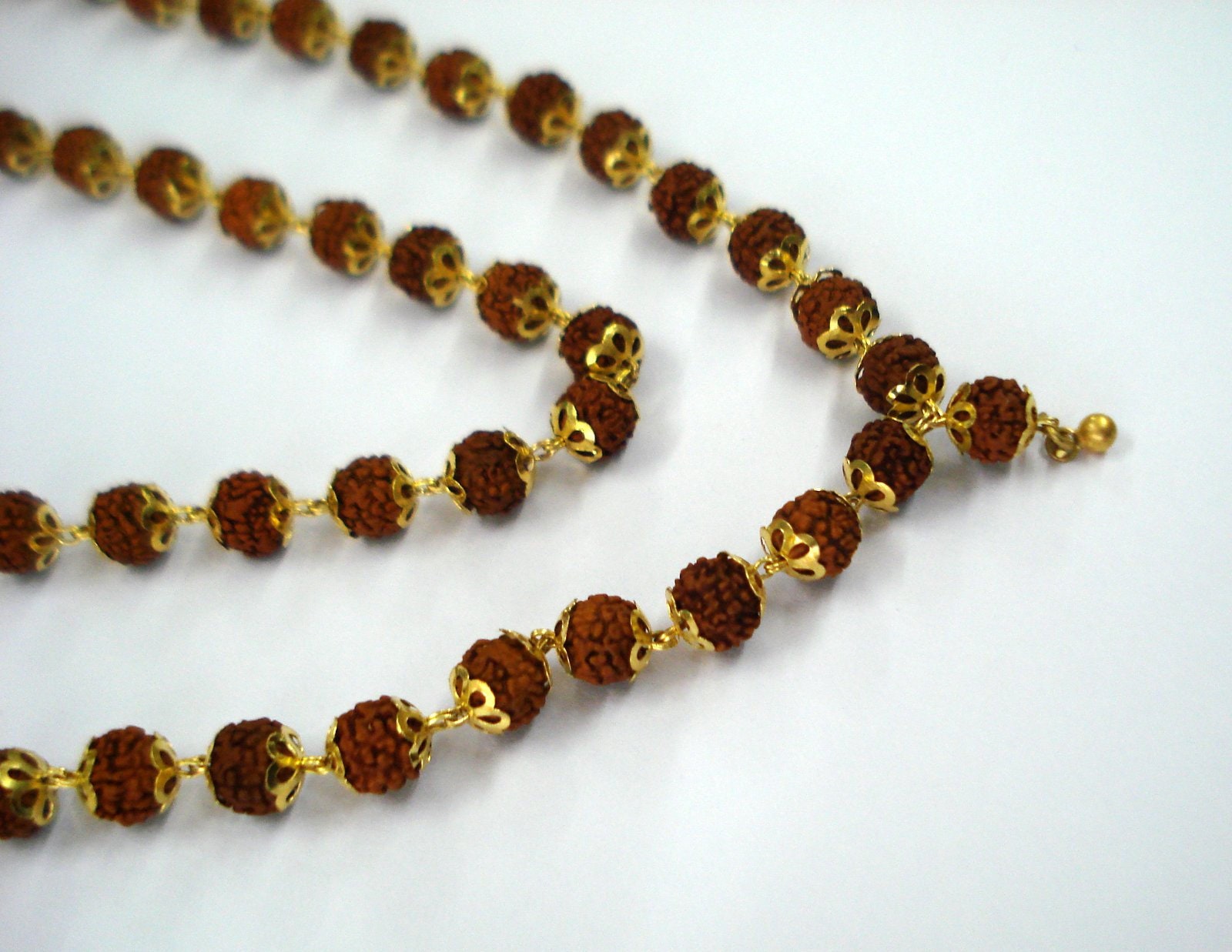20kt gold and rudraksha beads chain necklace mala handmade 108 Etsy
