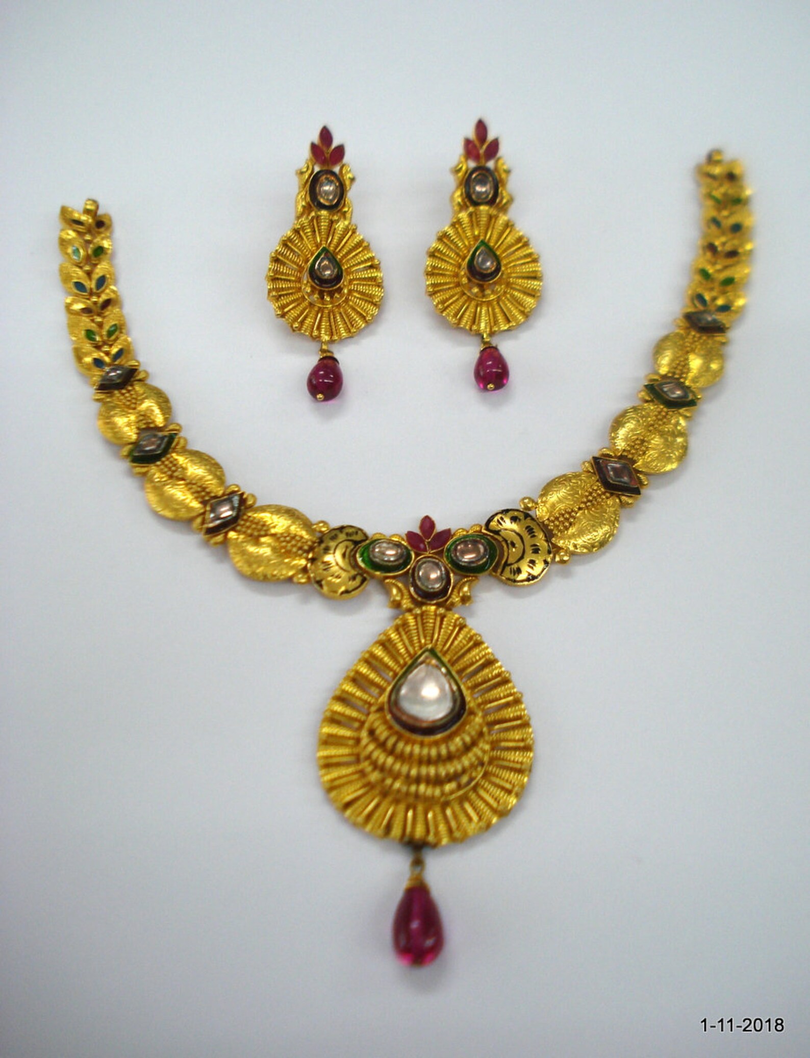 22kt Gold Necklace Gold Earrings Set Gold Choker Gold Earrings Etsy