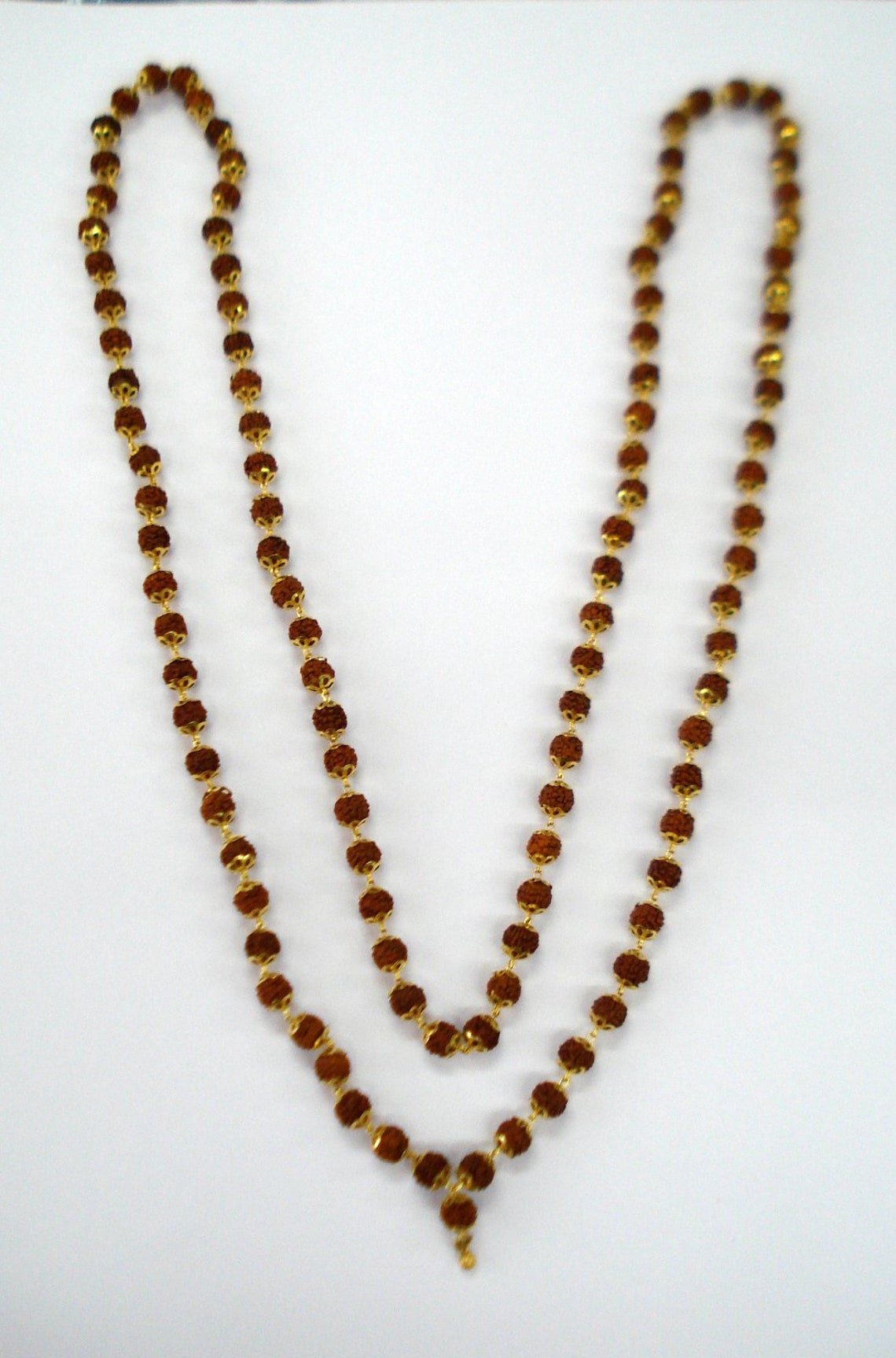 20kt Gold and Rudraksha Beads Chain Necklace Mala Handmade 108 Etsy