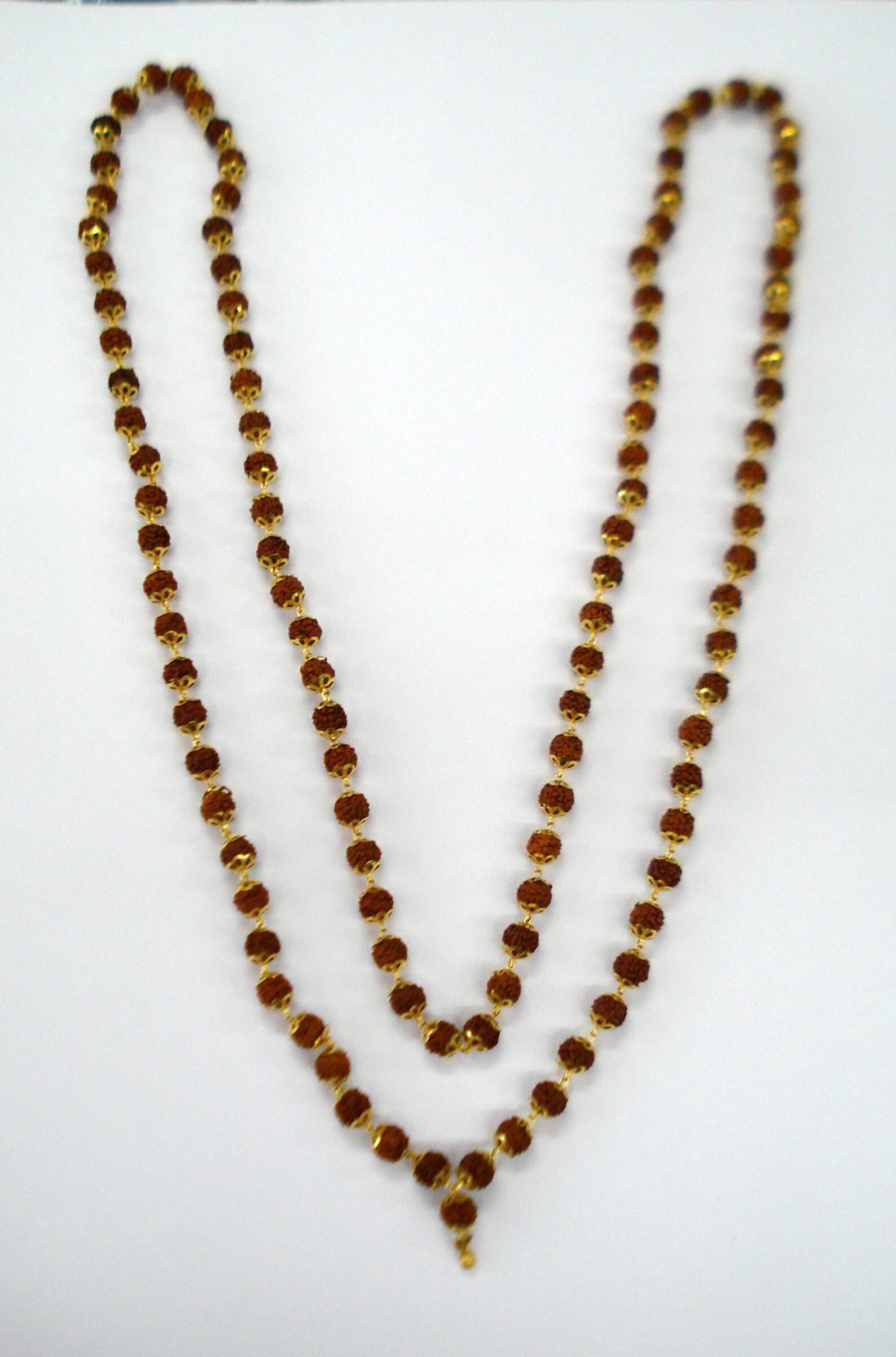 20kt gold and rudraksha beads chain necklace mala handmade 108 | Etsy