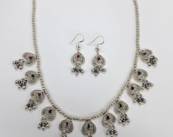 925 sterling silver necklace earring set hallmarked silver jewellery set