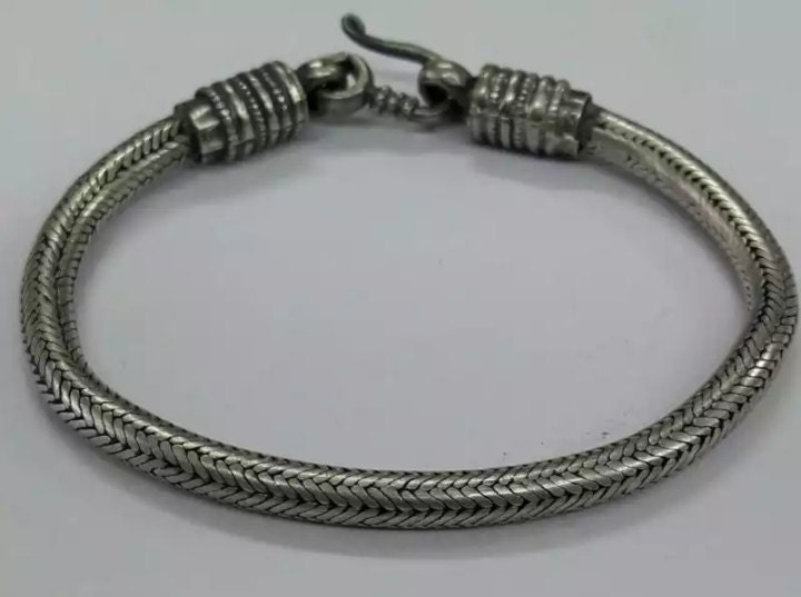 Silver bracelet snake chain bracelet round rope chain bracelet | Etsy