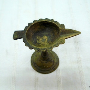Traditional collectible old brass oil lamp Indian antiques
