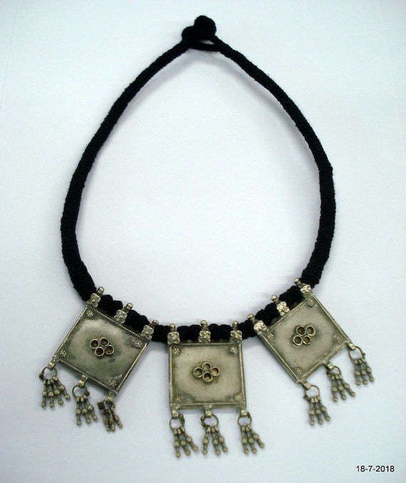 vintage antique tribal old silver necklace choker