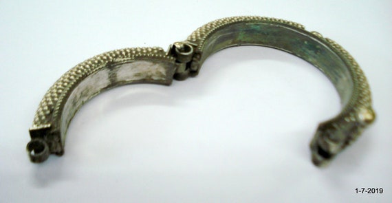 Vintage antique tribal old silver bangle bracelet… - image 9