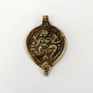 vintage antique tribal old silver amulet pendant necklace hindu god shiva