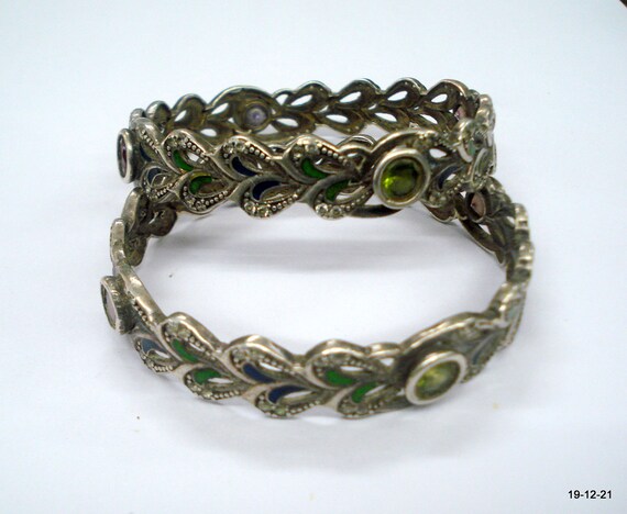 Vintage Antique Tribal Old Silver Bangle Bracelet… - image 3