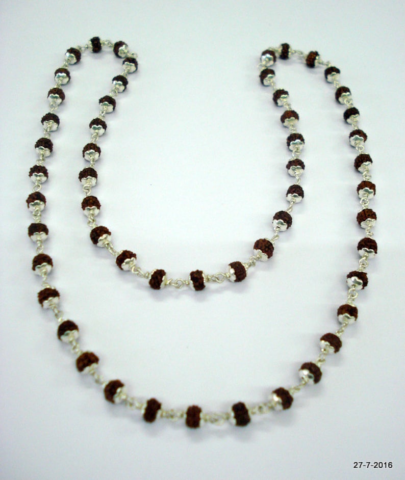 Rudraksha and Silver Beads Necklace Chain Mala Handmade Etsy