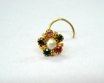 18kt traditional design gold nose stud nosepin rajasthan india
