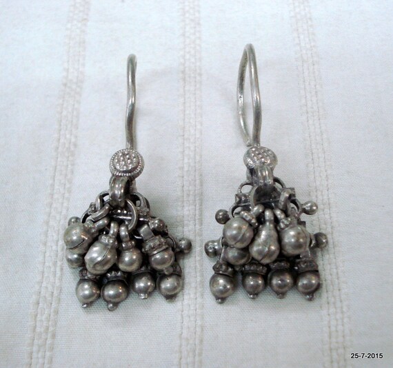 vintage antique tribal old silver earrings traditi